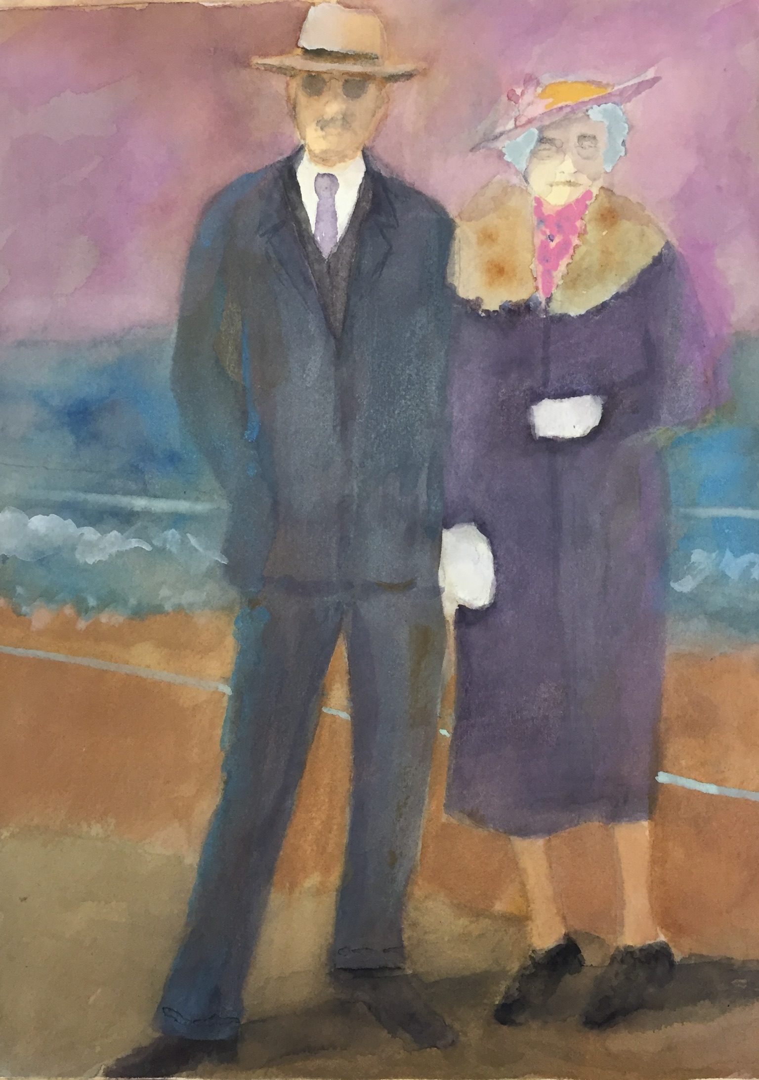 Mr. and Mrs. Jones by Peggy Odgers.  Watercolor on paper.