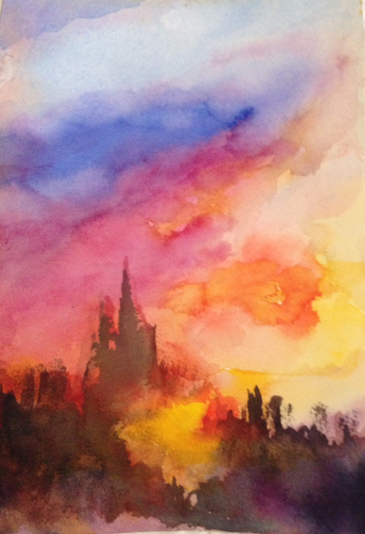 Steeple by Peggy Odgers.  Watercolor on paper.