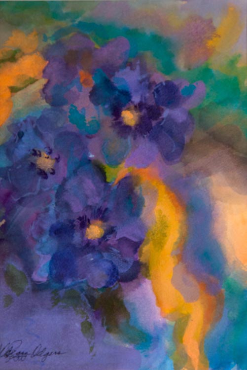 Bloomin Blue by Peggy Odgers.  Watercolor on paper.