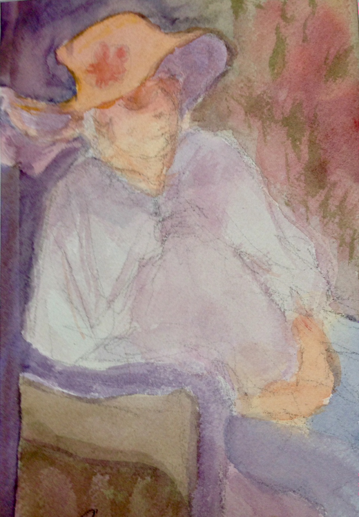 "Mother Resting" by Peggy Odgers.  Watercolor on paper.