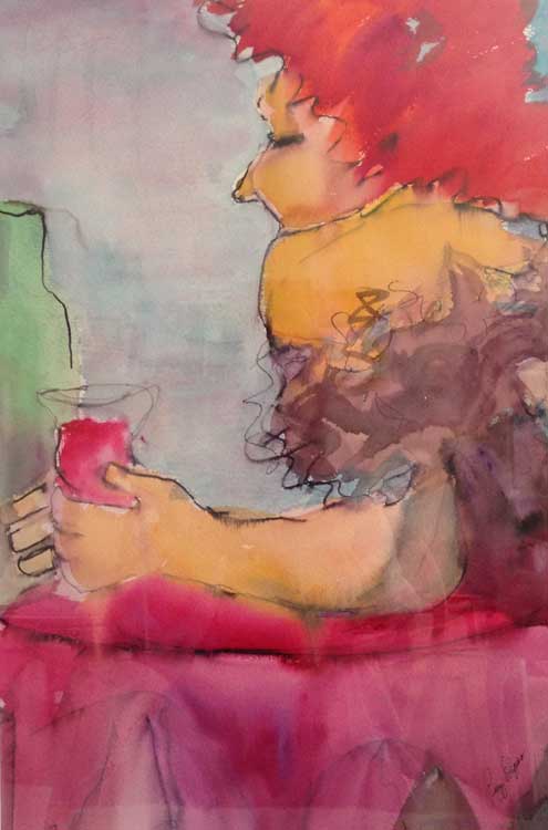 "Party Gal" by Peggy Odgers.  Watercolor on paper.