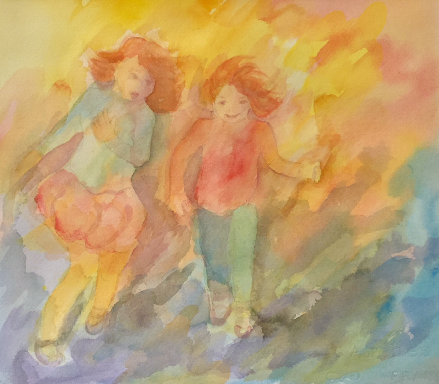 Run Run by Peggy Odgers.  Watercolor on paper.